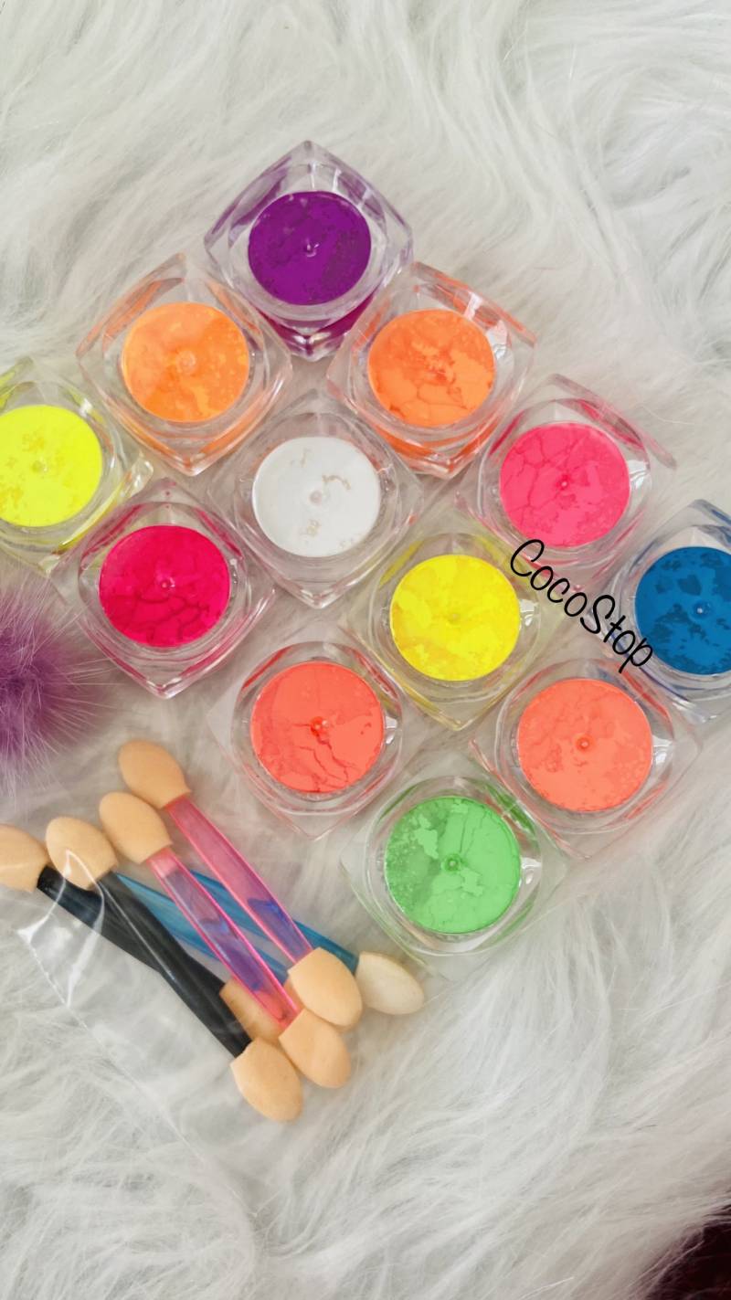 12 Gläser Neon Pigment Pulver Nagel Kit von CocoStop