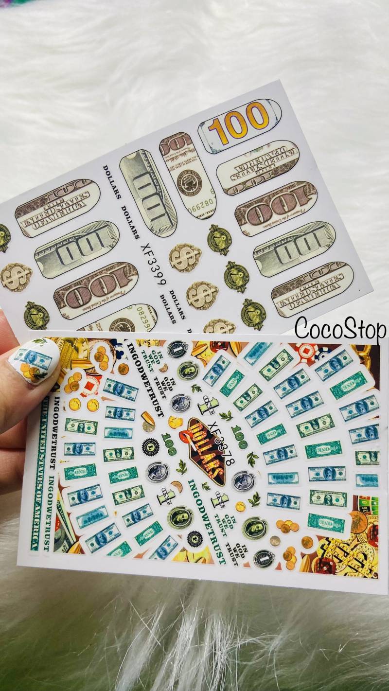 2 Packungen Geld Nagel Aufkleber von CocoStop