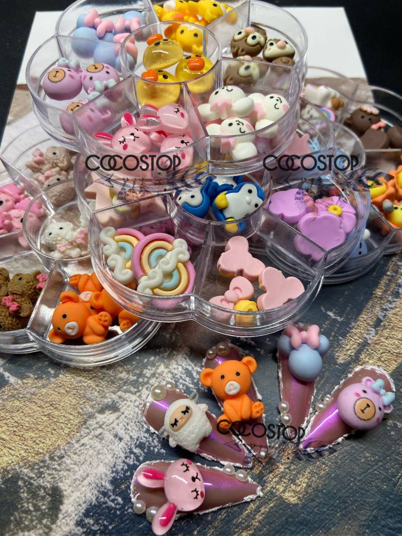 21 Stück Kawaii Sterne Mond Candy Kuh Cartoon 3D Nagel Charms Box von CocoStop