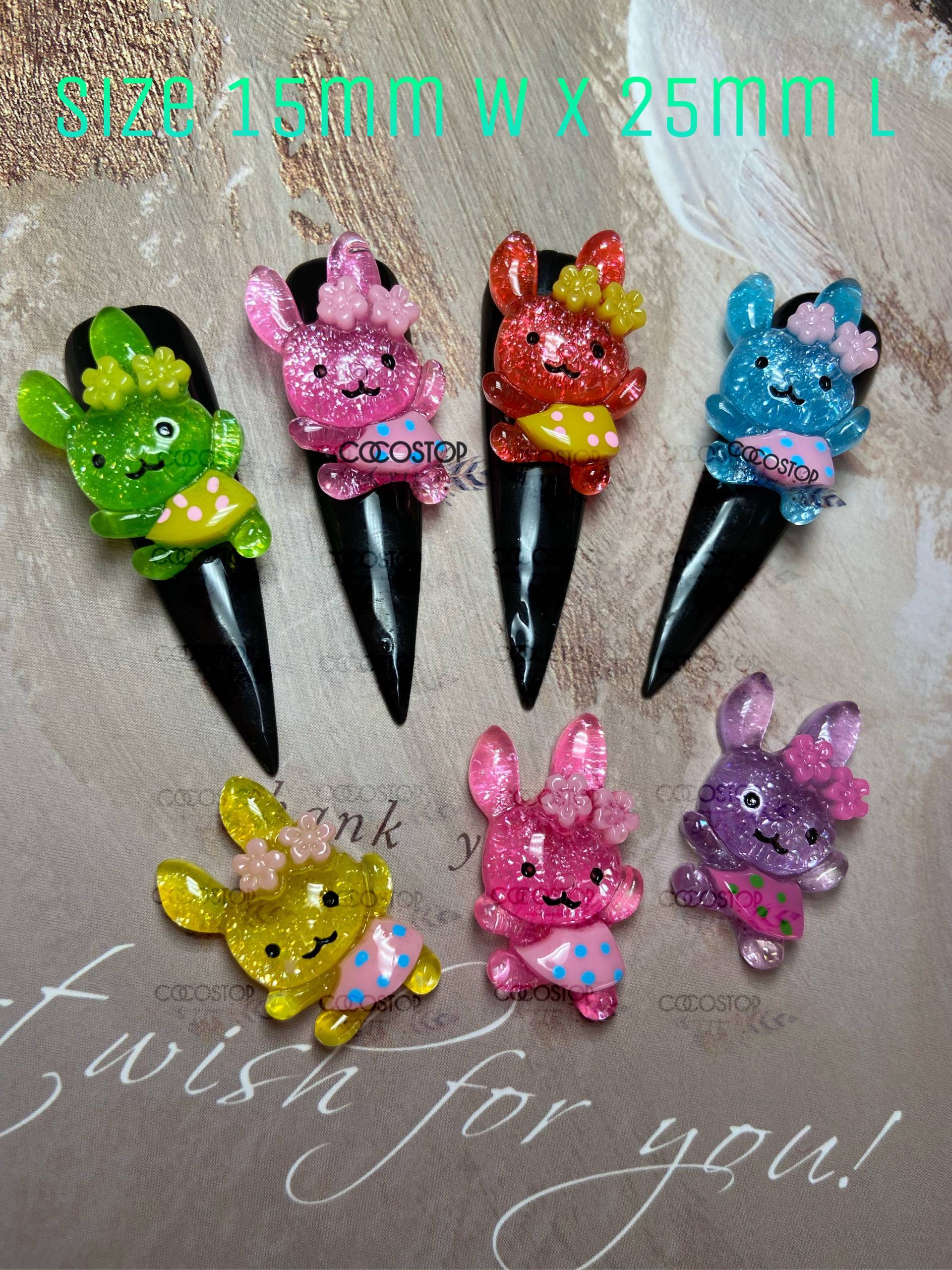 Glitzer Mix Farbe Hasen 3D Nagel Charms/Kaninchen Kawaii Nail Art Designs Und Diy Crafs von CocoStop