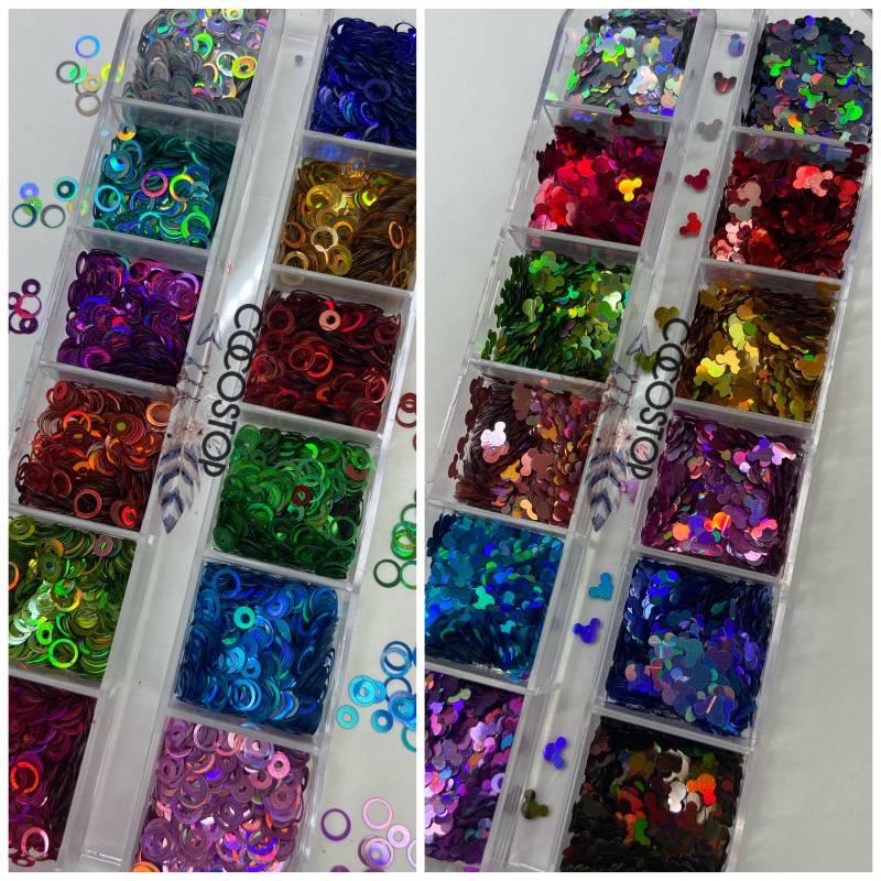 Holographic Glitzer Mini Maus Kreis Nagel Pailletten Flocken Nail Art Diy Crafts von CocoStop