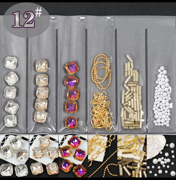 Mix Spitz Boden Quadrat Steine Strass Kristalle 3D Nagel Charms Schmuck Metallic Nail Art Maniküre Tipps von CocoStop