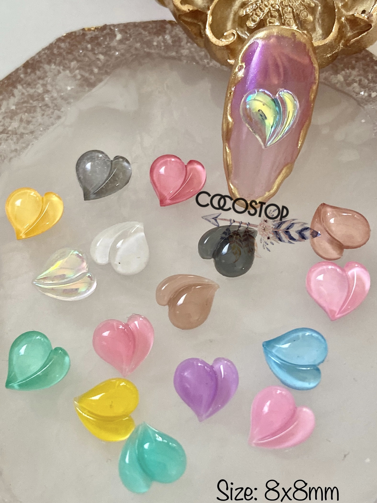 Valentine Pfirsich Herz 3D Nagel Charms Kunst Diy Handwerk - Set Von 10 Stück von CocoStop