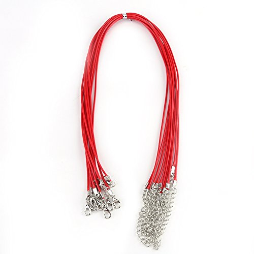 10 Stück Verstellbare Wachsseilschnur für Halsketten, DIY-Schmuckherstellungsset mit Karabinerverschluss, 10 Stück für Halsketten (Rot) von Cocoarm