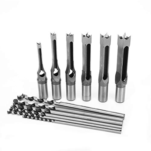 6PCS Square Loch Saw Saw Bohrbohrer, Mortising -Meißelholzwerkzeug für Professionelle Konstruktionen, Renovierung mit Hoher Härte, übereinstimmender Gebrauch mit Mortise und von Cocoarm