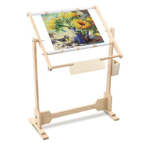 Cocoarm Cross Stitch Stand Kreuzstich Nähen Stickerei Ständer Rahmenständer 360 ° Verstellbarer Stickrahmen Halterung Holzrahmen Kreuzstichrahmen von Cocoarm