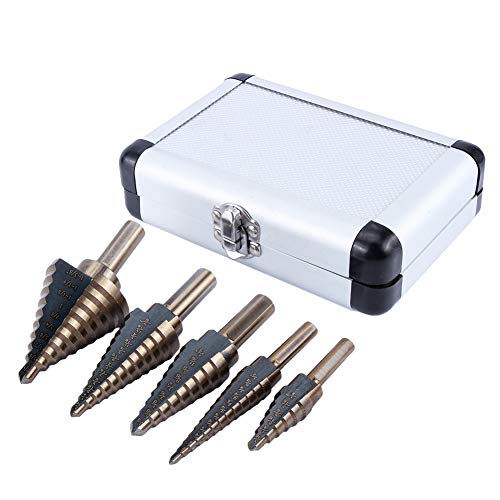 Cocoarm HSS Stufenbohrer 5 Stücke Konusbohrer Set Titanbeschichteter Kegelbohrer Reparaturset Step Drill Bit Schritt Konus Bohrer für DIY Kunststoff Holz Metall Aluminium Eisen von Cocoarm