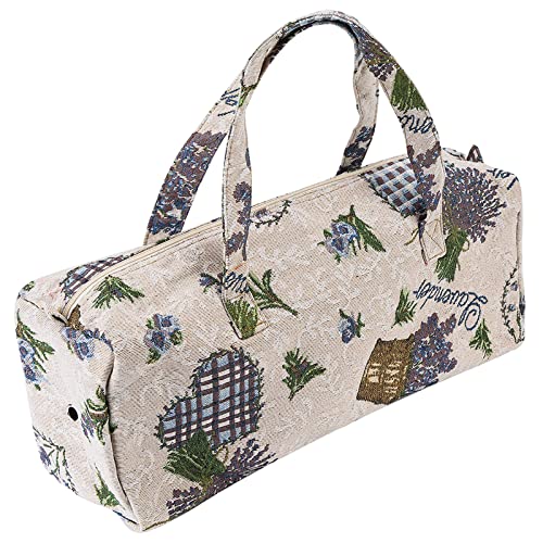 Garnaufbewahrungstasche, Knitting Organizer Bag Aufbewahrungstasche Strickbeutel Stricken Tasche für Garn Häkelnadeln Stricknadeln und Zubehör, Leichte Blumenmuster (lila Blume) von Cocoarm