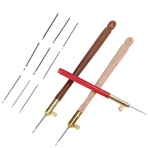 Tambour-Haken, Ergonomischer Griff, Stickerei-Häkelnadel-Set, 3 Nadeln mit Verschiedenen Durchmessern, Tambour-Stickhaken für Stickerei, Perlen, Stricken, DIY-Nähwerkzeug von Cocoarm