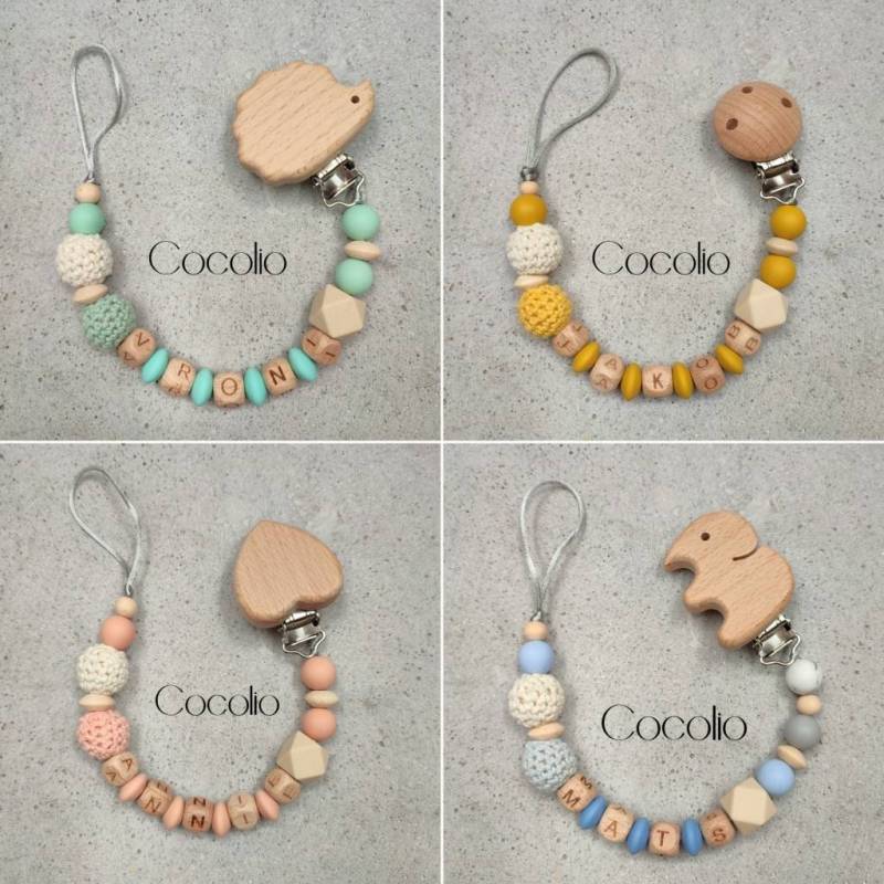 Schnullerkette 4 Farben Personalisiert von CocolioHandmade