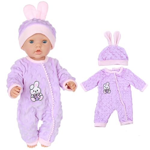 Codulu 18 Zoll Amerikanische Puppen Kleidung Winterkleidung Plüschanzug Pyjama Hut Zubehör für 43-46cm-2 Stück/Set-Lila von Codulu