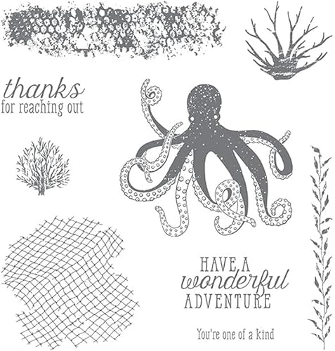 Codulu Clear Stamps Silikon-Prägestempel, Oktopus-Muster, für Scrapbooking, Karten, DIY, Fotoalbum, Kunsthandwerk von Codulu