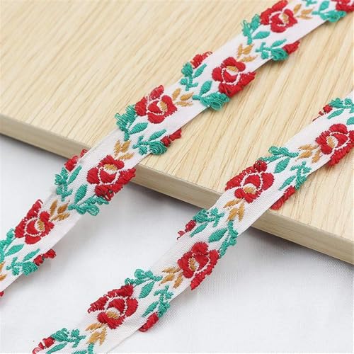 Codulu Jacquard-Band mit Blumenmuster, bestickt, Vintage-Stil, mit Blume für Verzierungen, Bastelbedarf (2 m) von Codulu