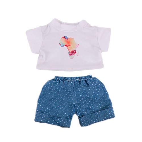 Codulu Kleidung für 18-Zoll-Puppen-American Doll-T-Shirt Shorts-Kleidung mit Kapuze und Zubehör für 43-46 cm Puppen-1 Set-Weiß von Codulu