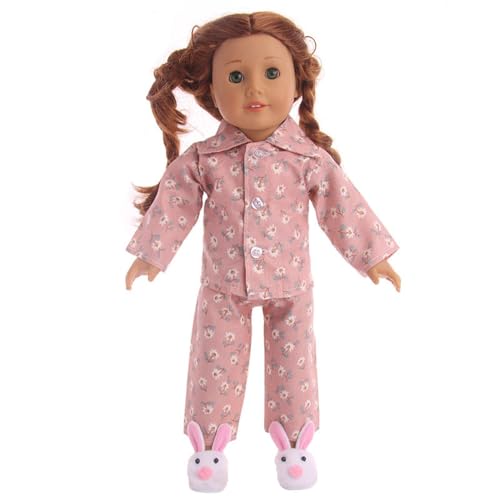 Codulu Kleidung für 18 Zoll amerikanische Puppen-Blumen-Pyjamas mit Blumen und Druck-Sommerkleider-Zubehör für 43-46cm-2-Teile/Set-D von Codulu