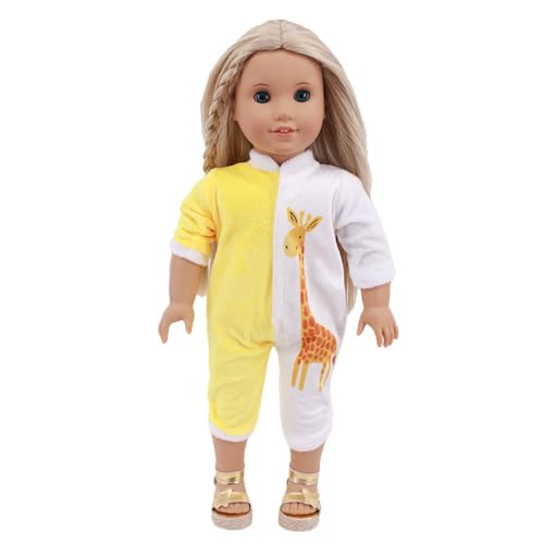 Codulu Kleidung für amerikanische 18-Zoll-Puppen Plüschpuppen Overall Pyjamas Kleider Zubehör für 43-46cm-1 Set-Gelb von Codulu