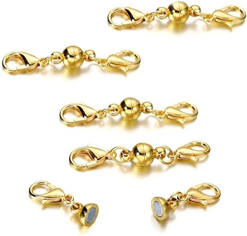 Codulu Magnetische Karabinerverschlüsse für Halskette, Verlängerung, Armband, Schnalle für Schmuck, Anhänger, Gold, 5 Stück von Codulu