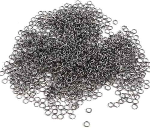 Codulu Mini-Spaltringe, 500 Stück, offene Binderinge, rund, Metallringe für Schlüsselanhänger, Schmuckherstellung, DIY, Handwerk, 5 mm, Schwarz von Codulu