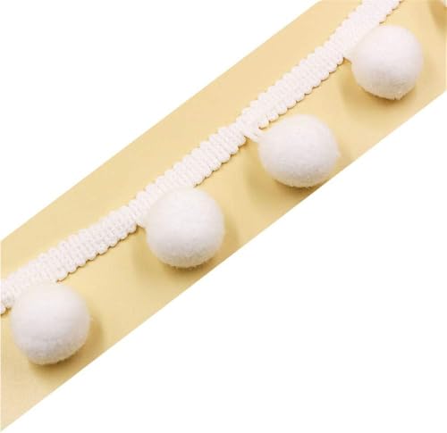 Codulu Pom Pom Fransen Ball Trim Quaste Nähen Band für DIY Handwerk Vorhang Kostüm Heimdekoration (8 m, Weiß von Codulu