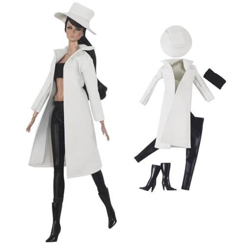 Codulu Puppenkleidung für 11,5 Zoll America Doll 30 cm Mädchenpuppe-Jacke, Oberteile, Schlaghosen, Schuhe, Tasche, Business-Kleidung, Outfits für 1/6 BJD-Puppe, Kinderspielzeug-5 Teile/Satz-#C von Codulu