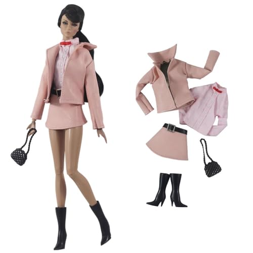 Codulu Puppenkleidung für 11,5 Zoll America Doll 30 cm Mädchenpuppe-Jacke, Oberteile, Schlaghosen, Schuhe, Tasche, Business-Kleidung, Outfits für 1/6 BJD-Puppe, Kinderspielzeug-5 Teile/Satz-#G von Codulu