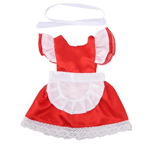 Codulu Puppenkleidung für 18 Zoll amerikanische Puppen-Dienstmädchen-Kleid mit Stirnband für Kleidung und Zubehör für 43-46 cm Puppen-2 Stück/Set-Rot von Codulu