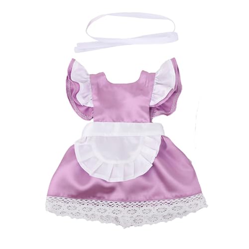 Codulu Puppenkleidung für 18 Zoll amerikanische Puppen-Dienstmädchen-Kleid mit Stirnband für Kleidung und Zubehör für 43-46cm-2 Stück/Set-Lila von Codulu