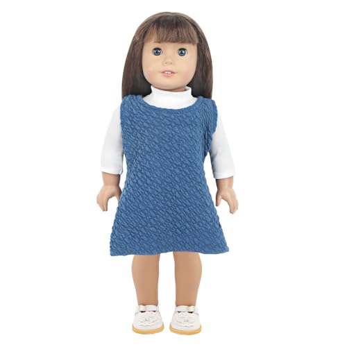 Codulu Kleidung für 18-Zoll-Puppen American Doll-Top Kleider Zubehör für 43-46cm-2-Teile/Set-Blau von Codulu