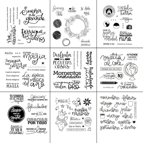 Codulu Transparente Silikonstempel mit spanischem Thema, für Kartenherstellung, Basteln, Scrapbooking, Fotoalbum, dekorativ, 9 Stück von Codulu