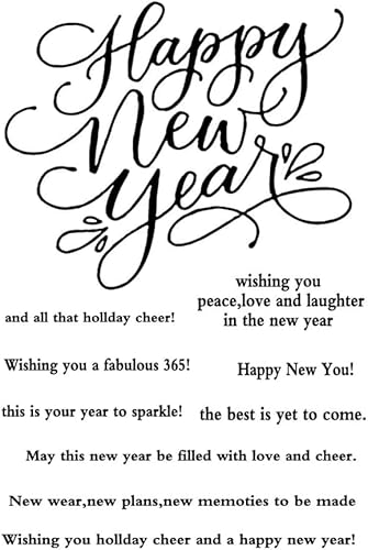 Codulu Transparenter Silikonstempel "Happy New Year", transparentes Siegel für Kartenherstellung, Basteln, Scrapbooking, Dekoration, DIY-Album, Geschenk von Codulu