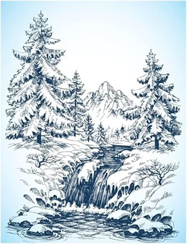 Codulu Transparenter Stempel Berg Fluss Baum Landschaft Silikon Stempel Siegel für Kartenherstellung DIY Scrapbooking Handwerk Dekoration von Codulu