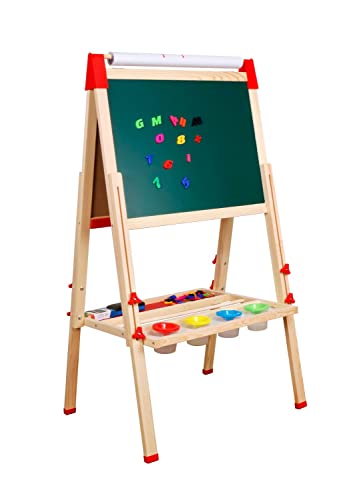 Doppelseitige Standtafel Leonardo Kinder Schreibtafel Maltafel Kindertafel magnetisch Holz mit Ablagefach Kreidetafel höhenverstellbar Staffelei von Coemo