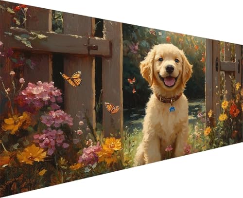 Diamond Painting Dog 5D Diamond Painting Erwachsene Set Flower DIY Runde Drill Crystal Strass Stickerei Daiments Bilder Kinder ab 10 Jahre ,füR MäDchen Geschenke Home Decor, Groß Xxl 25x50 cm W-0 von Cohnpjng