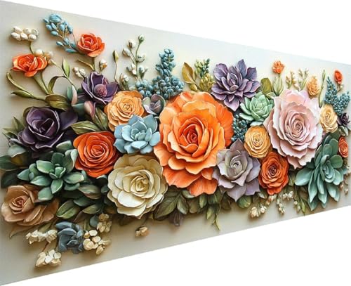 Diamond Painting Flower 5D Diamond Painting Erwachsene Set Color DIY Runde Drill Crystal Strass Stickerei Daiments Bilder Kinder ab 10 Jahre,füR MäDchen Geschenke Home Decor, Groß Xxl 25x50 cm B-2 von Cohnpjng