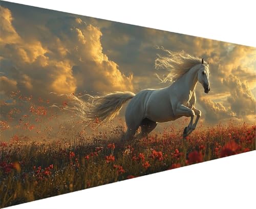 Diamond Painting Horse 5D Diamond Painting Erwachsene Set Flower DIY Runde Drill Crystal Strass Stickerei Daiments Bilder Kinder ab 10 Jahre ,füR MäDchen Geschenke Home Decor, Groß Xxl 100x200 cm S-1 von Cohnpjng