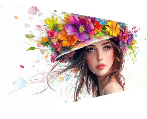 Diamond Painting Woman 5D Diamond Painting Erwachsene Set Flower DIY Runde Drill Crystal Strass Stickerei Daiments Bilder Kinder ab 10 Jahre ,füR MäDchen Geschenke Home Decor, Groß Xxl 100x200 cm N-3 von Cohnpjng