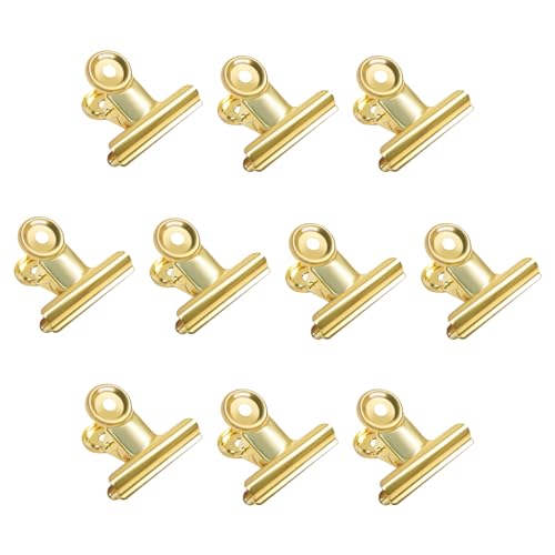 Gold Binder Clips, Coideal 10 Stück 2 Zoll Edelstahl große Metall Bulldogge, Scharnier Büroklammern Klammern für Bilder Fotos, Küche zu Hause, Büro Zubehör (50 mm) von Coideal