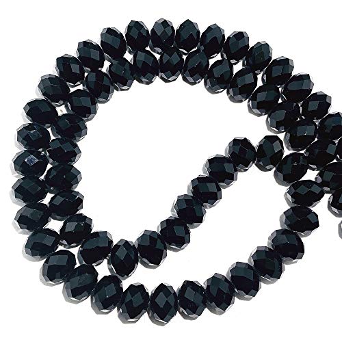 COIRIS 70 Stück Glaskristall-Perlen 12 mm schwarz facettiert Rondelle Form Spacer Perlen für Halskette Armband Schmuck DIY (GB-12-Black) von Coiris