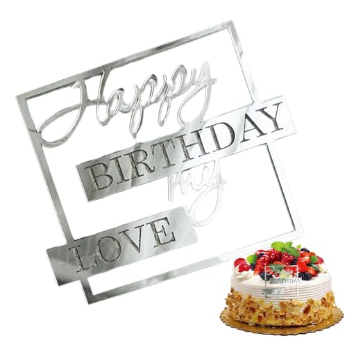 Coiroaoz Happy My Love Tortenaufsatz | Neuheit Einzigartiger Kucheneinsatz – My Love Kuchendekoration Liebhaber Kuchen Topper Kuchen Dekoration von Coiroaoz