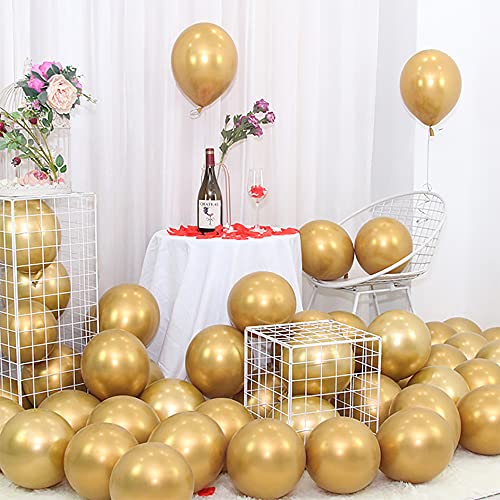 100 Stück 5 Zoll metallisch Ballons, glänzender Gold Latex Luftballons für Geburtstag, Hochzeit, Fiesta Party Dekoration von Cojoy