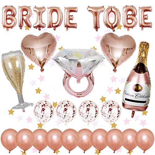 Junggesellinnenabschied Dekoration Luftballons, 1 pcs BRIDE TO BE Brief Ballons, 14 pcs Latex Luftballons, 5 pcs anders Form Folienballons, 2M Stern form hängende Girlande für Party Dekoration von DOJoykey