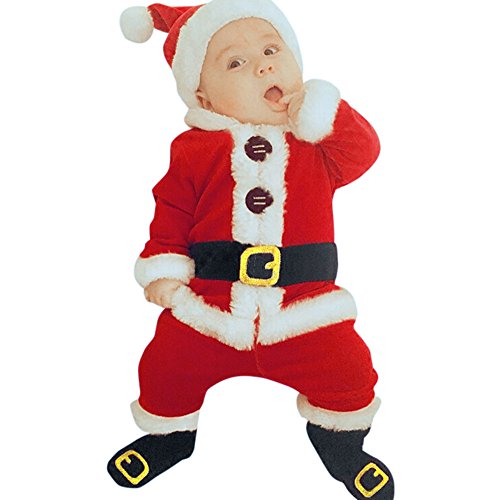 Cokbyavla 1. Weihnachten Baby,Weihnachten Strampler Weihnachts Kleidung Kinder Weihnachtself Puppe Kostüm Baby Weihnachtsoutfit Neugeborenes Baby Kleidung Weihnachtsmann-Kostüm von Cokbyavla