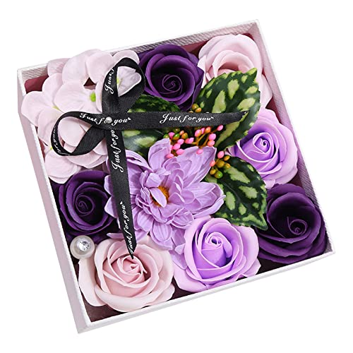 Cokbyavla Duftöl Rosen Blumen Seife Geschenkbox Set für Muttertag Hochzeit Badezimmer Korb Schild (B, Einheitsgröße) von Cokbyavla