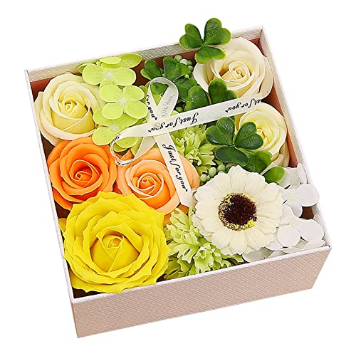 Cokbyavla Duftöl Rosen Blumen Seife Geschenkbox Set für Muttertag Hochzeit Badezimmer Korb Schild (G, Einheitsgröße) von Cokbyavla