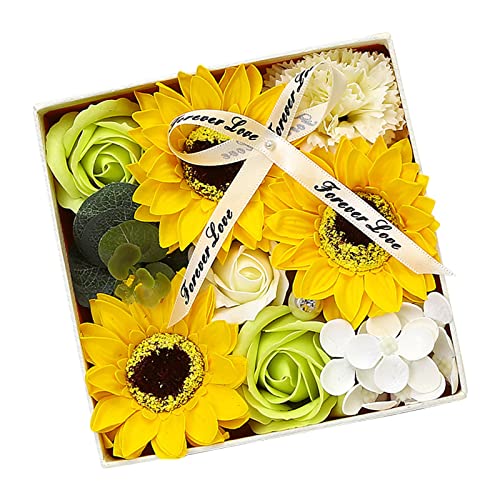 Cokbyavla Duftöl Rosen Blumen Seife Geschenkbox Set für Muttertag Hochzeit Badezimmer Korb Schild (H, Einheitsgröße) von Cokbyavla