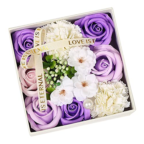 Cokbyavla Duftöl Rosen Blumen Seife Geschenkbox Set für Muttertag Hochzeit Badezimmer Korb Schild (M, Einheitsgröße) von Cokbyavla