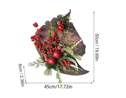 Cokbyavla Frühling Dekoration Tisch Dressur Holzpferdekopf Türbehang Frühlingskranz Kranz Wanddekoration Kranz Willkommensschild Veranda Weihnachtsbaumschmuck Peddigrohr Staken (B, One Size) von Cokbyavla