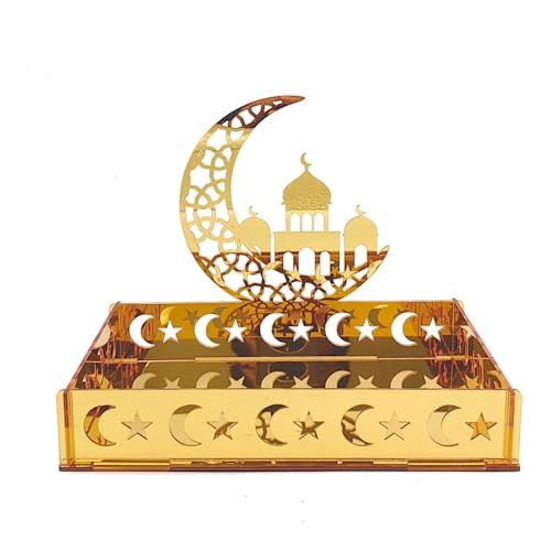 Cokbyavla Ramadan Kareem Eisentablett Dekorationen Mond Stern Form Eid Mubarak Geschenkbox Desserttablett Handwerk Islam Muslim Umrah Party Festival Tischdekoration Dessert Tischdekoration von Cokbyavla