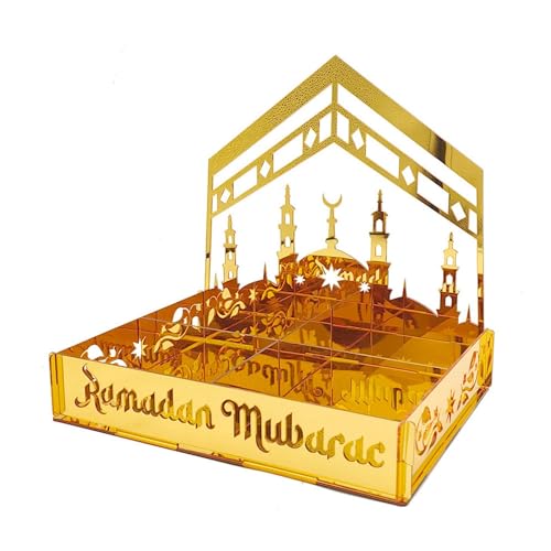 Cokbyavla Ramadan Kareem Eisentablett Dekorationen Mond Stern Form Eid Mubarak Geschenkbox Desserttablett Handwerk Islam Muslim Umrah Party Festival Tischdekoration Dessert Tischdekoration von Cokbyavla