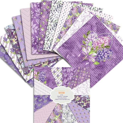 48 Blatt violettes Blumen-Scrapbook-Papier, 15,2 x 15,2 cm, Aquarell-Muster, einseitiges Scrapbook-Papier, Bastelpapier für Kartenherstellung, Blumen-Karton, Origami-Papier, romantisches von Colabrili